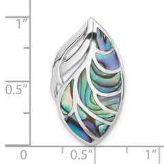 Sterling Silver Rhodium-Plated Polished Oval Abalone Chain Slide Pendant