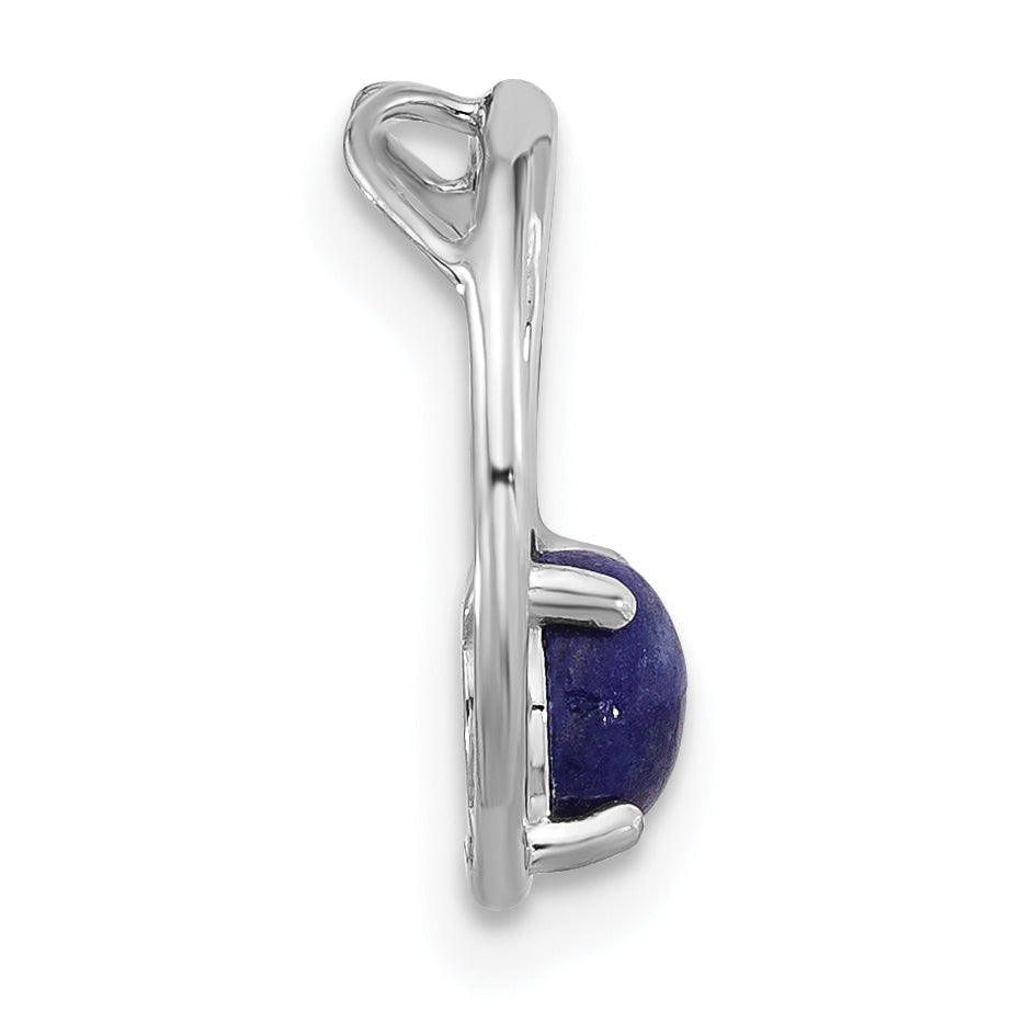 Sterling Silver Rhodium-plated Lapis Lazuli Round Chain Slide Pendant