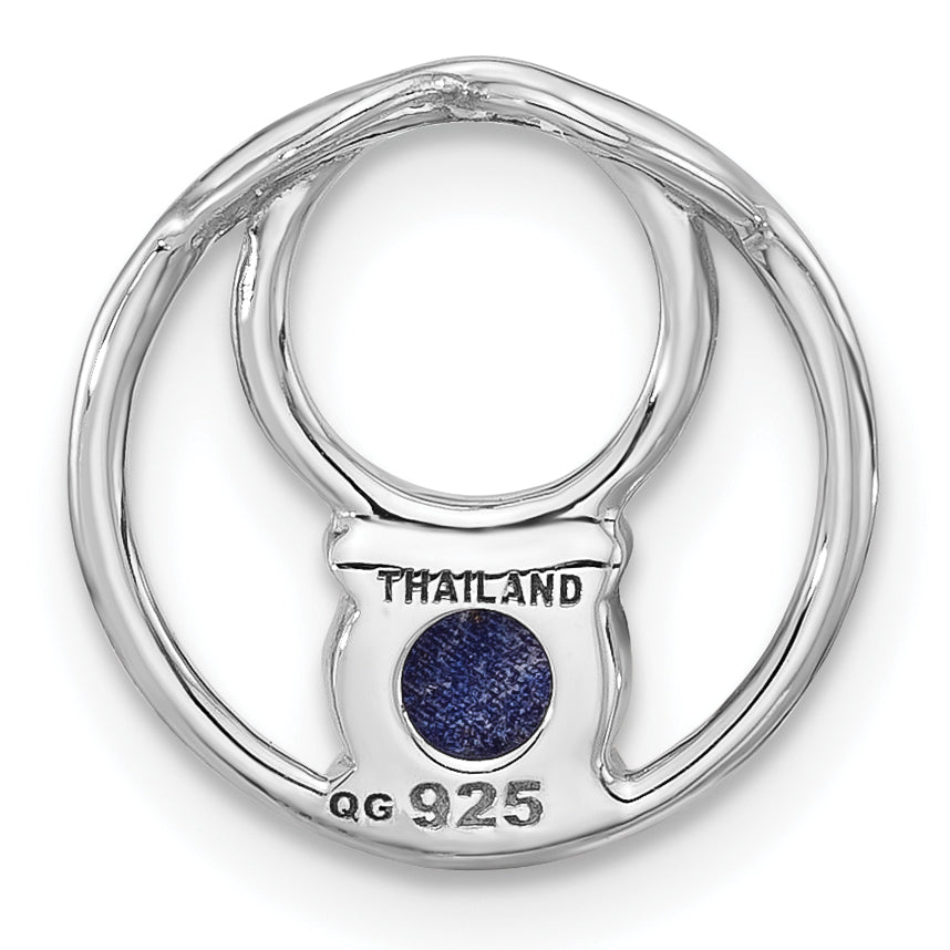 Sterling Silver Rhodium-plated Lapis Lazuli Round Chain Slide Pendant