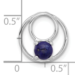 Sterling Silver Rhodium-plated Lapis Lazuli Round Chain Slide Pendant