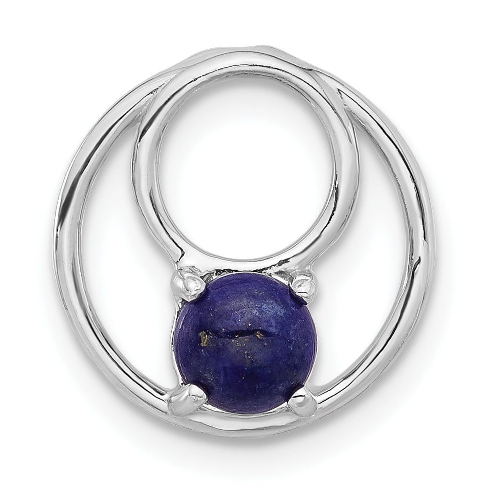 Sterling Silver Rhodium-plated Lapis Lazuli Round Chain Slide Pendant