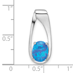 Sterling Silver Rhodium-plated Blue Created Opal Slide Pendant