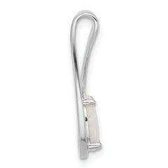 Sterling Silver Rhodium-plated White Created Opal Slide Pendant