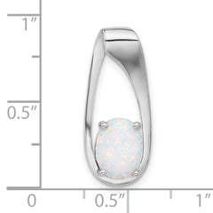 Sterling Silver Rhodium-plated White Created Opal Slide Pendant