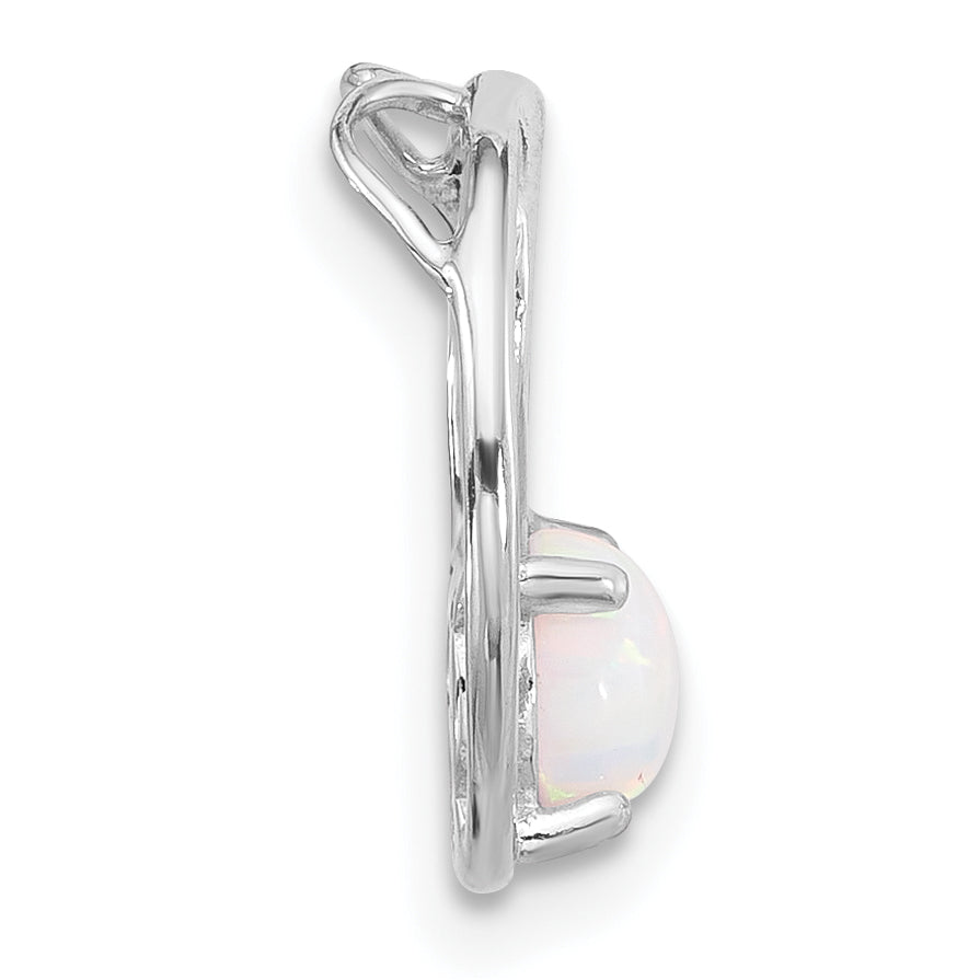 Sterling Silver Rhodium-plated Created Opal Chain Slide Pendant