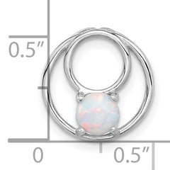 Sterling Silver Rhodium-plated Created Opal Chain Slide Pendant