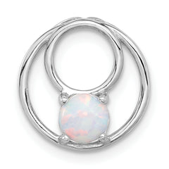 Sterling Silver Rhodium-plated Created Opal Chain Slide Pendant