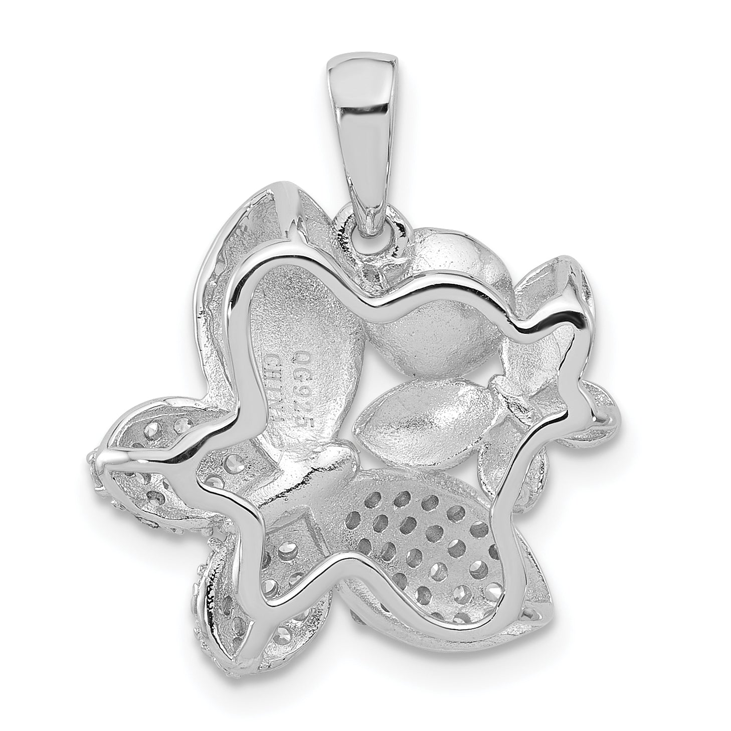 Sterling Silver Rhodium-plated FWC Pearl and CZ Butterfly Pendants