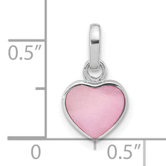 Sterling Silver Rhodium-plated Pink Mother of Pearl Heart Pendant