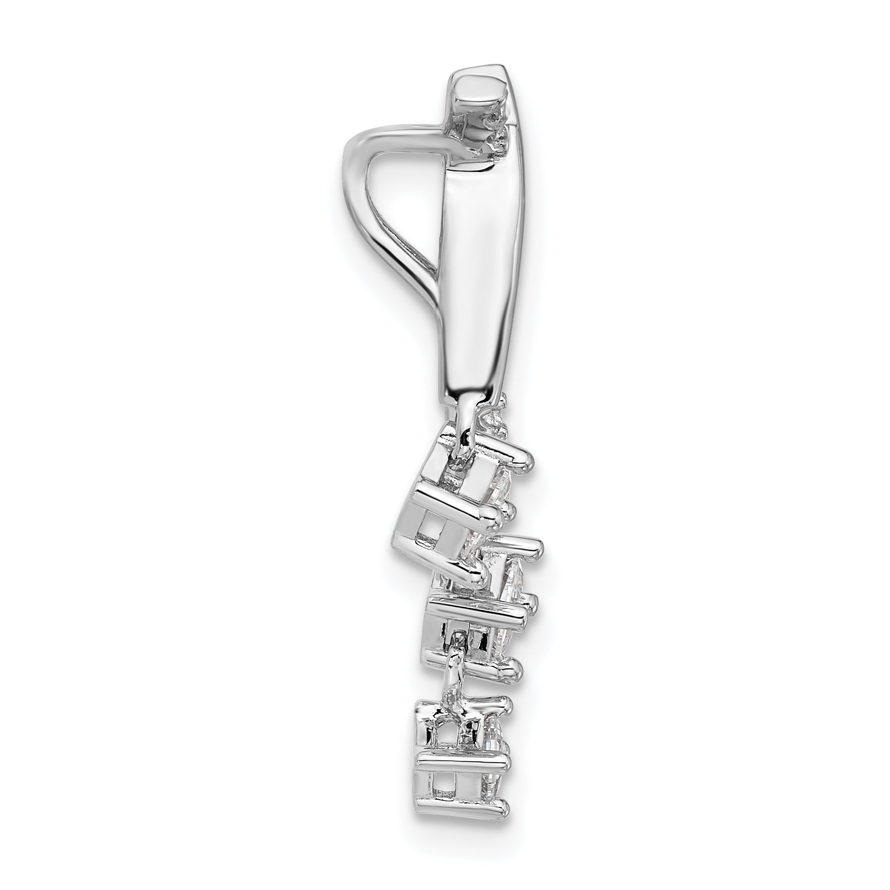 Sterling Silver Rhodium-plated Fancy CZ Chain Slide Pendant