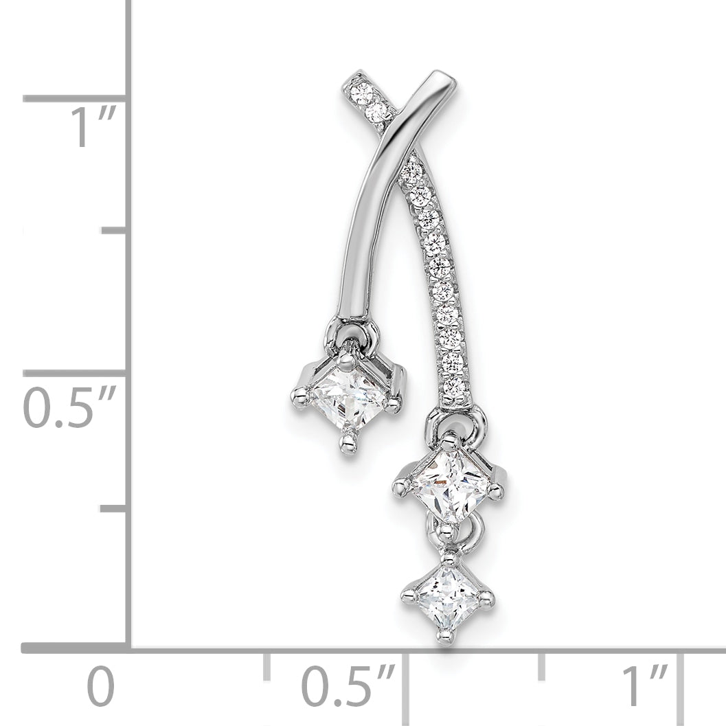 Sterling Silver Rhodium-plated Fancy CZ Chain Slide Pendant