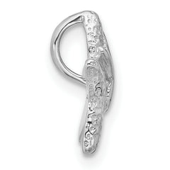 Sterling Silver Rhodium-plated Textured Starfish Chain Slide