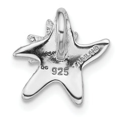 Sterling Silver Rhodium-plated Textured Starfish Chain Slide