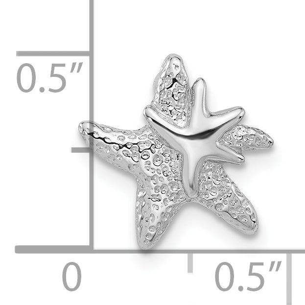 Sterling Silver Rhodium-plated Textured Starfish Chain Slide