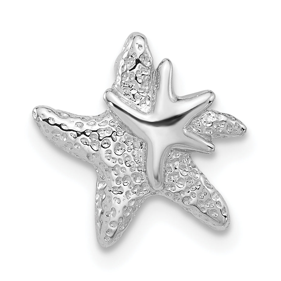 Sterling Silver Rhodium-plated Textured Starfish Chain Slide