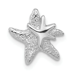 Sterling Silver Rhodium-plated Textured Starfish Chain Slide