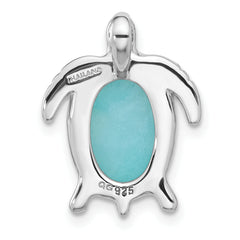 Sterling Silver Rhodium-plated Amazonite Turtle Chain Slide