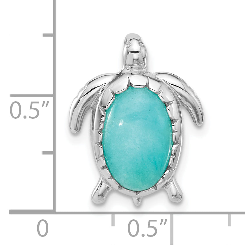 Sterling Silver Rhodium-plated Amazonite Turtle Chain Slide