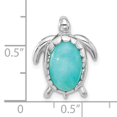 Sterling Silver Rhodium-plated Amazonite Turtle Chain Slide