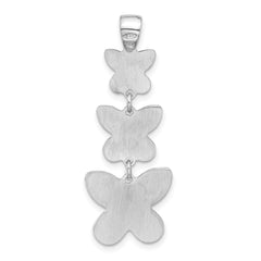 Sterling Silver Rhodium Plated Polished Beaded Butterfly Pendant