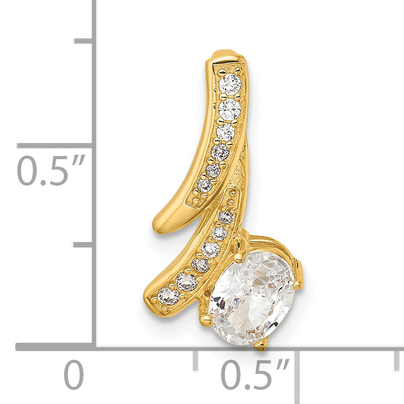 Sterling Silver Gold-plated Fancy CZ Chain Slide Pendant