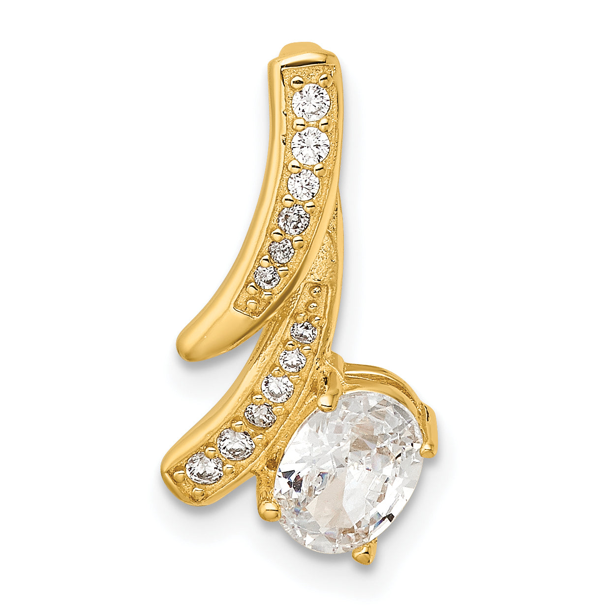 Sterling Silver Gold-plated Fancy CZ Chain Slide Pendant