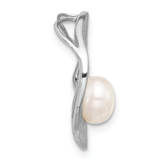 Sterling Silver Rhodium-plated FWC Pearl Scratch Finish Pendant