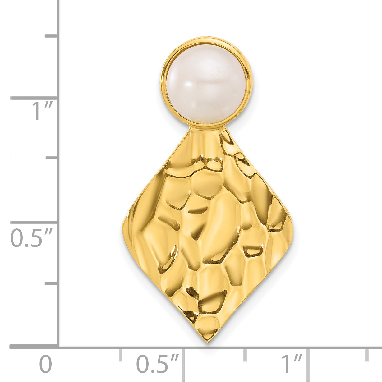 Sterling Silver Gold-tone Hammered FWC Pearl Pendant