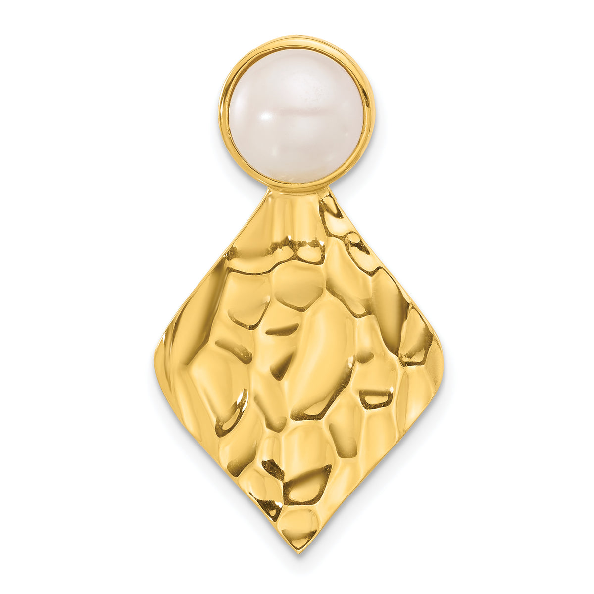 Sterling Silver Gold-tone Hammered FWC Pearl Pendant