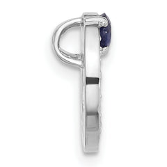 Sterling Silver Rhodium-plated CZ and Blue Sapphire Chain Slide