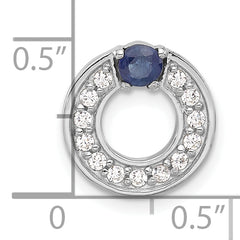 Sterling Silver Rhodium-plated CZ and Blue Sapphire Chain Slide