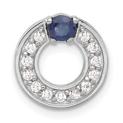 Sterling Silver Rhodium-plated CZ and Blue Sapphire Chain Slide