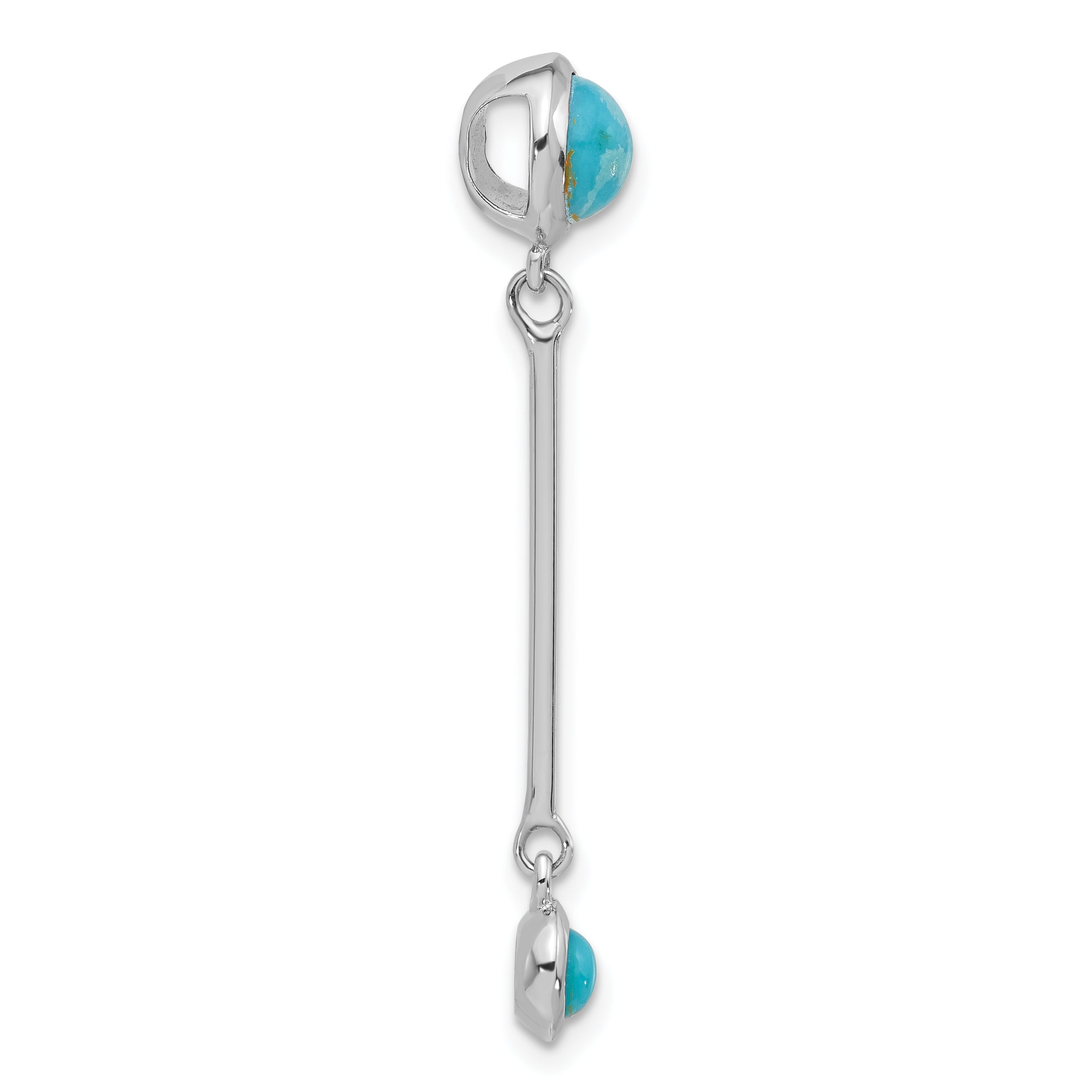 Sterling Silver Rhodium-plated Turquoise Drop Chain Slide