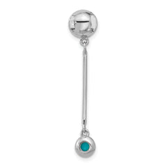 Sterling Silver Rhodium-plated Turquoise Drop Chain Slide