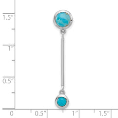 Sterling Silver Rhodium-plated Turquoise Drop Chain Slide