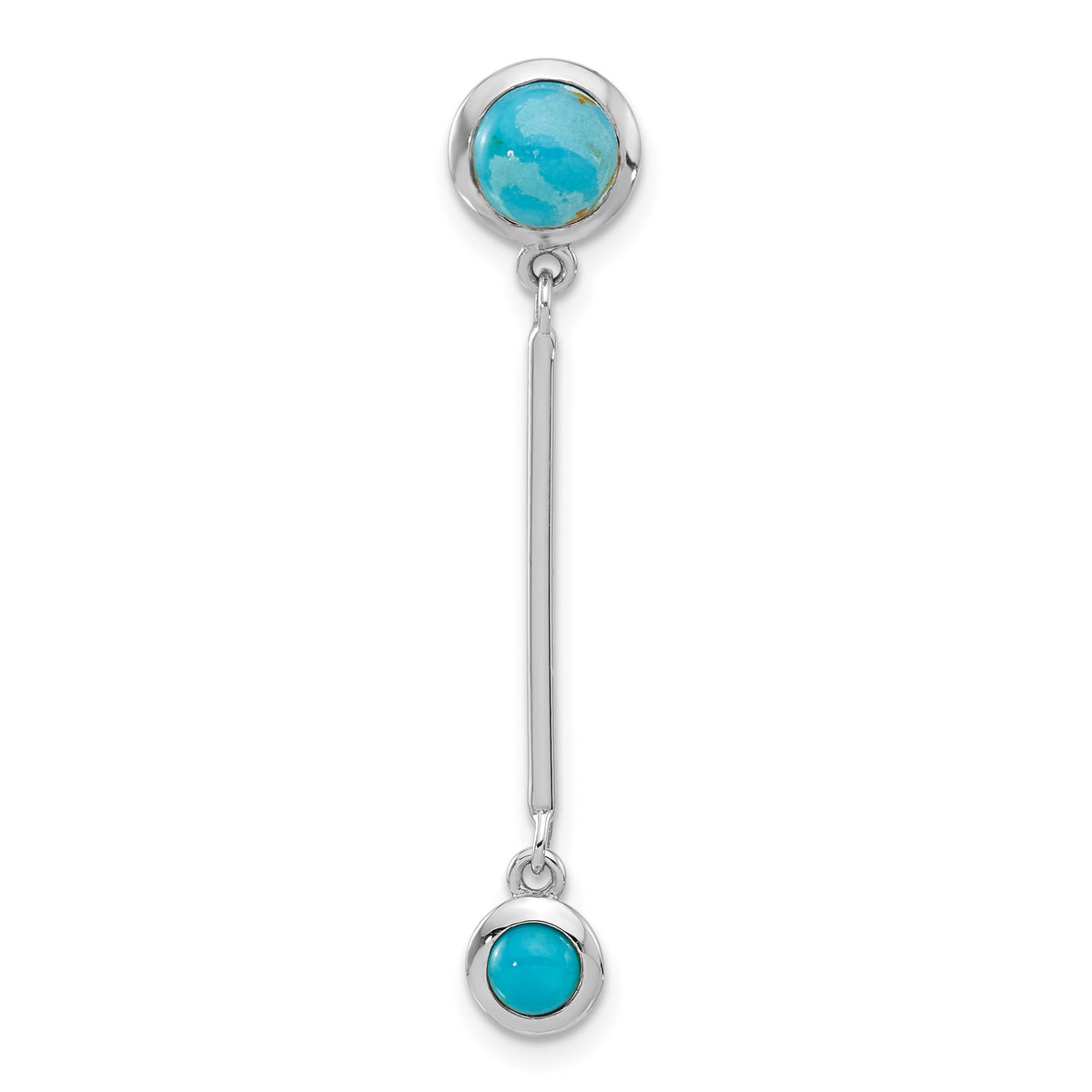 Sterling Silver Rhodium-plated Turquoise Drop Chain Slide