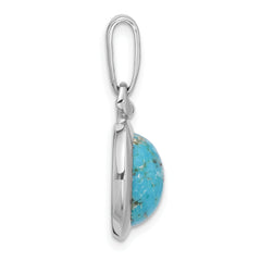 Sterling Silver Rhodium-plated Turquoise Oval Pendant