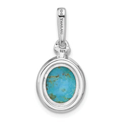 Sterling Silver Rhodium-plated Turquoise Oval Pendant