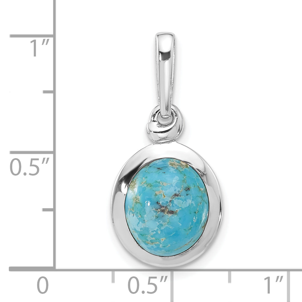 Sterling Silver Rhodium-plated Turquoise Oval Pendant