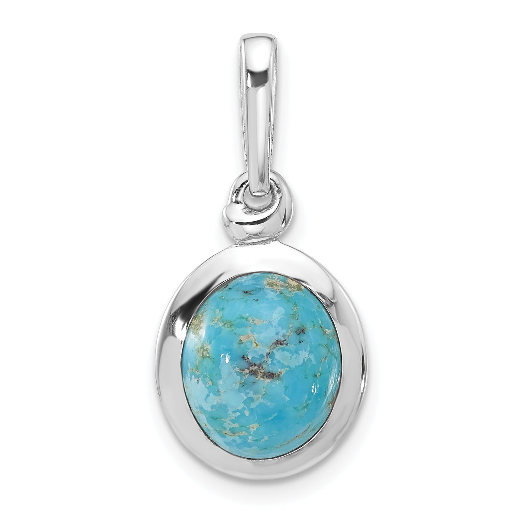 Sterling Silver Rhodium-plated Turquoise Oval Pendant