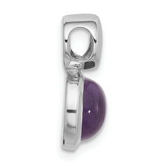 Sterling Silver Rh-plated Brushed and Polished Amethyst Chain Slide