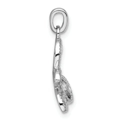 Sterling Silver Rhodium-plated CZ Butterfly Pendant