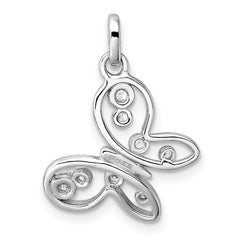 Sterling Silver Rhodium-plated CZ Butterfly Pendant