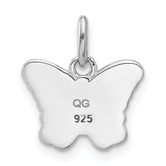 Sterling Silver RH-plated Multi-color Enameled Butterfly Children's Pendant