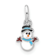 Sterling Silver RH-plated Multicolor Enamel Snowman Children's Pendant