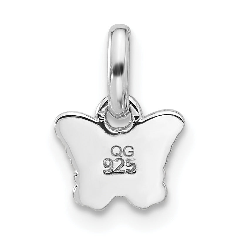 Sterling Silver Rhodium-plated Children's Small Enamel Butterfly Pendant