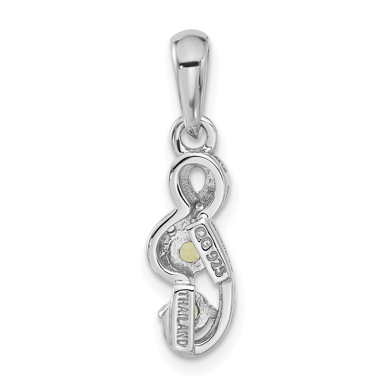 Sterling Silver Rhodium-plated Peridot and CZ Swirl Pendant