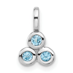 Sterling Silver Rhodium-plated Light Swiss Blue Topaz Pendant