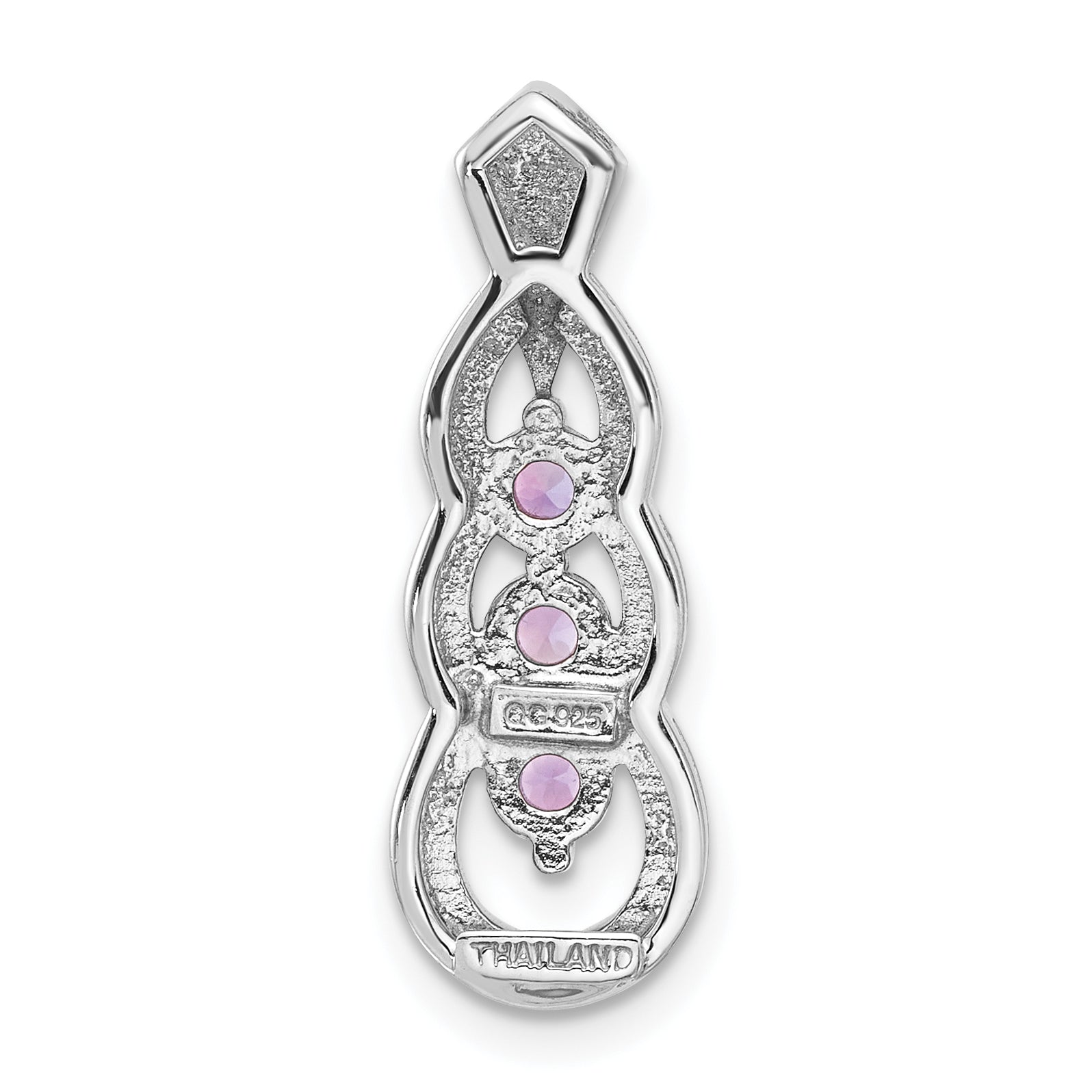 Sterling Silver Rhodium-plated Amethyst Chain Slide