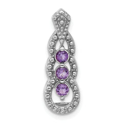 Sterling Silver Rhodium-plated Amethyst Chain Slide